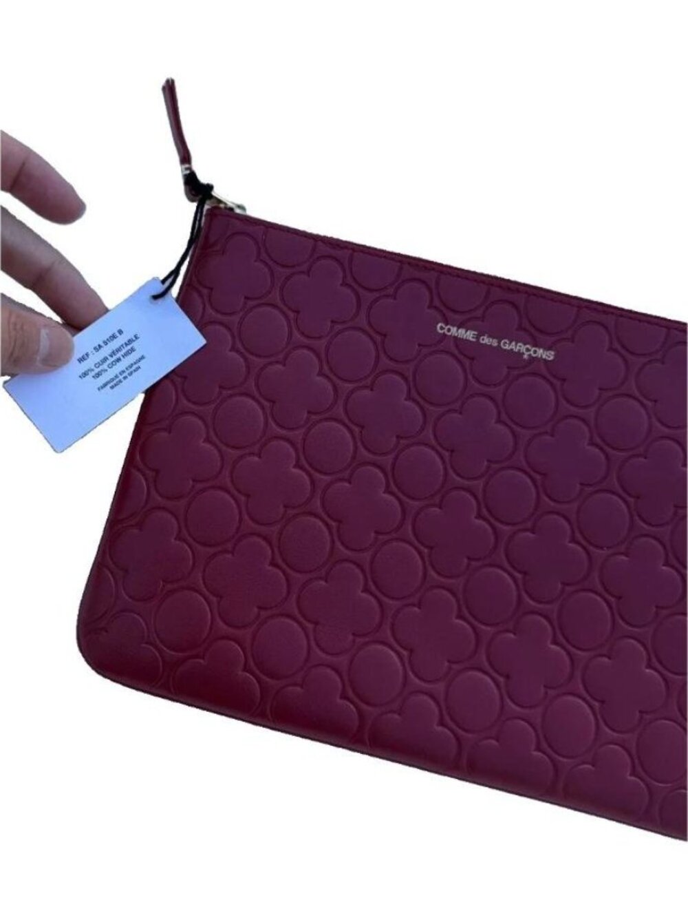 Comme Des Garcons Embossed Leather Zip Pouch